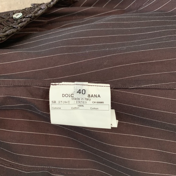Dolce & Gabbana brown pinstripe fitted button down - Picture 4 of 5